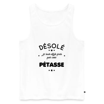 Couple - Désolé je suis déjà pris par une pétasse - Débardeur bio Premium Homme - blanc - Devant - Michal (187cm)