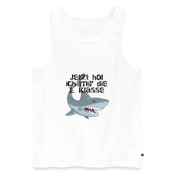 Jetzt hol ich mir die 1. Klasse - Männer Premium Bio Tank Top - Weiß - Vorne - AI Model Male 178 light (178cm)