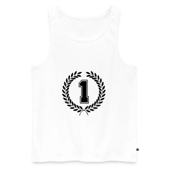 1 - Men's Premium Organic Tank Top - white - Front - Michal (187cm)