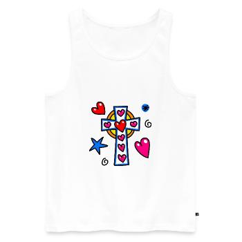 Doodle Cross Symbol - Men's Premium Organic Tank Top - white - Front - Michal (187cm)