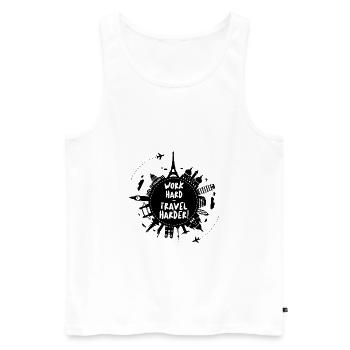 WORK HARD - TRAVEL HARDER - Men's Premium Organic Tank Top - white - Front - Michal (187cm)