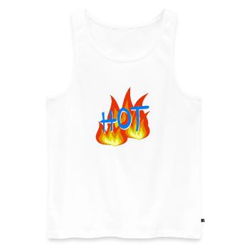 Flames Hot - Men's Premium Organic Tank Top - white - Front - Michal (187cm)