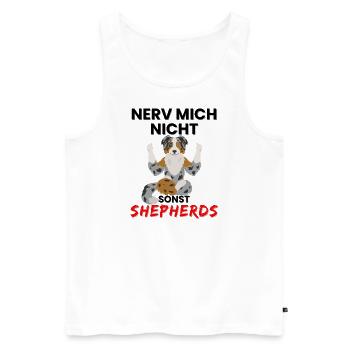 Australian Shepherd Design mit coolem Spruch - Männer Premium Bio Tank Top - Weiß - Vorne - AI Model Male 178 light (178cm)