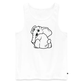 L’éléphant se retourne - surpris, effrayé - Débardeur bio Premium Homme - blanc - Devant - AI Model Male 178 light (178cm)