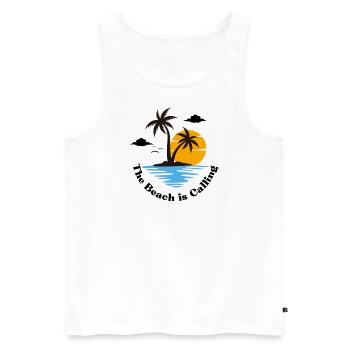 The Beach is calling - Männer Premium Bio Tank Top - Weiß - Vorne - Michal (187cm)