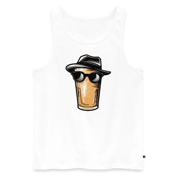 Beer with sunglasses, hat, bachelor party - Men's Premium Organic Tank Top - white - Front - Michal (187cm)