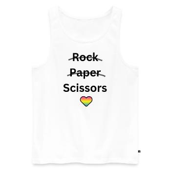 PRIDE Schere Stein Papier - Männer Premium Bio Tank Top - Weiß - Vorne - Michal (187cm)