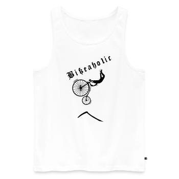 Bikeaholic Retro Schwarz - Männer Premium Bio Tank Top - Weiß - Vorne - Michal (187cm)