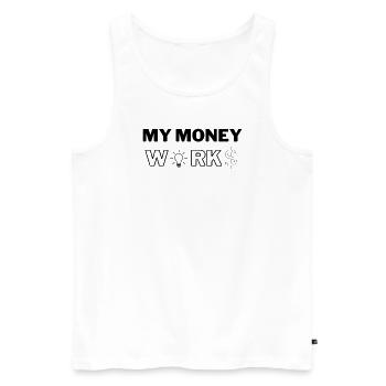 My money works - Börsen Design - Männer Premium Bio Tank Top - Weiß - Vorne - AI Model Male 178 light (178cm)
