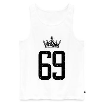 69 Couronne de nombre - Débardeur bio Premium Homme - blanc - Devant - Michal (187cm)