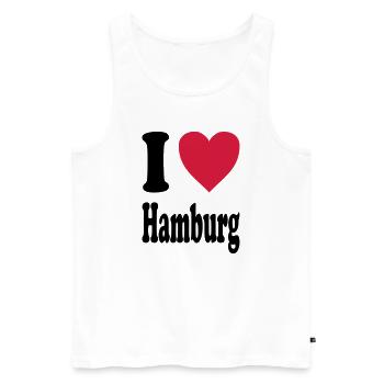 I love Hamburg - Men's Premium Organic Tank Top - white - Front - AI Model Male 178 light (178cm)