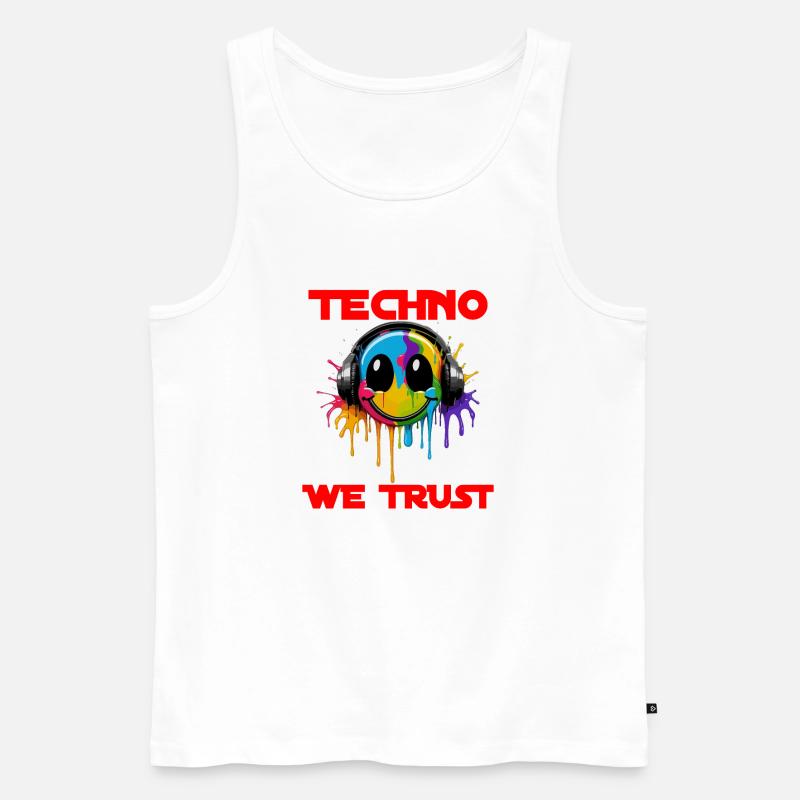 TECHNO WE TRUST - Männer Premium Bio Tank Top - Weiß