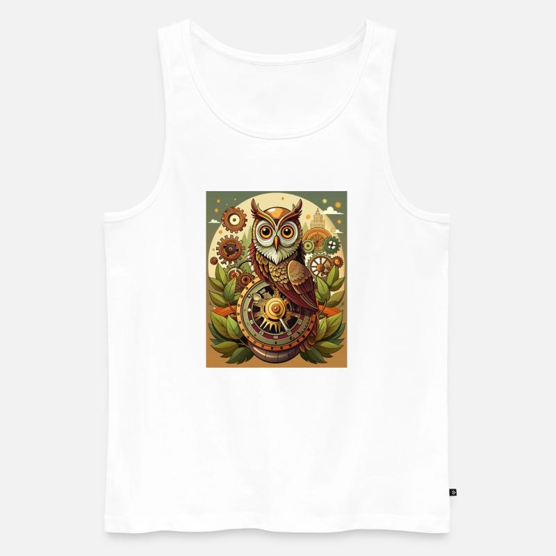 Eule der Zeit - Männer Premium Bio Tank Top - Weiß