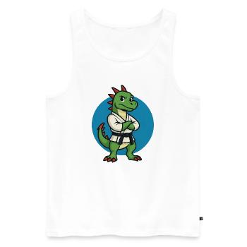 Karaté Dragon - Arts martiaux, Dessin animé - Débardeur bio Premium Homme - blanc - Devant - AI Model Male 178 light (178cm)