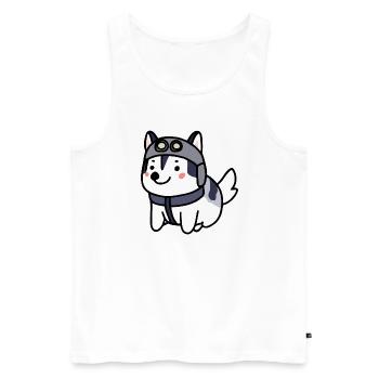 Husky chien pilote Malamute - Débardeur bio Premium Homme - blanc - Devant - Michal (187cm)