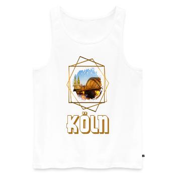 Kölner Dom Allemagne Ville Skyline Patrie - Débardeur bio Premium Homme - blanc - Devant - Michal (187cm)