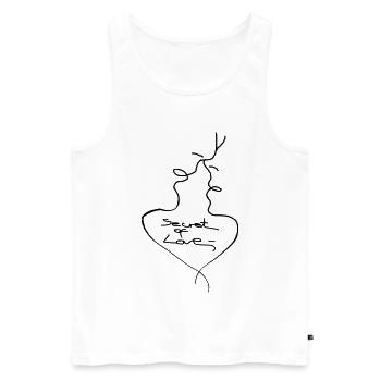 Secret of Love – Minimal Line Art Heart Design - Männer Premium Bio Tank Top - Weiß - Vorne - Michal (187cm)