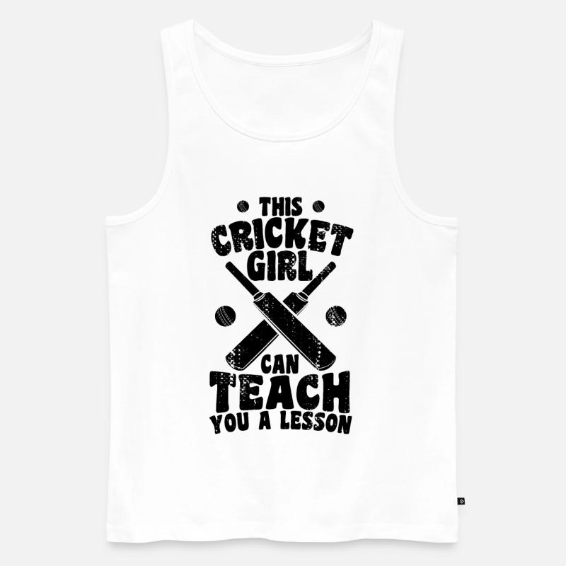 Cricket Mädchen erteilt dir eine Lektion - Männer Premium Bio Tank Top - Weiß