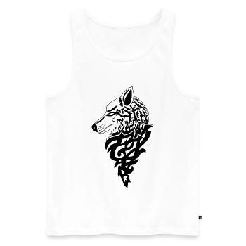 Loup noir génie de la forêt - Débardeur bio Premium Homme - blanc - Devant - Michal (187cm)