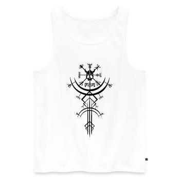 Schwarzer Totenkopf und Wikinger-Kompass - Männer Premium Bio Tank Top - Weiß - Vorne - AI Model Male 178 light (178cm)