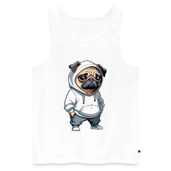 Pug Hoodie Stadtstyle - Men's Premium Organic Tank Top - white - Front - Michal (187cm)