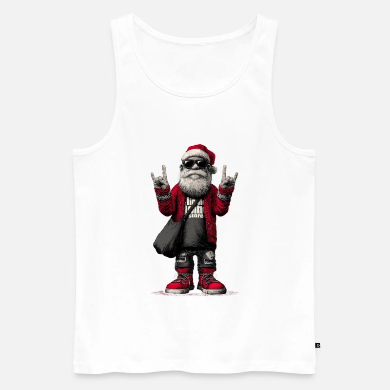 Rockender Santa mit Sonnenbrille - Männer Premium Bio Tank Top - Weiß