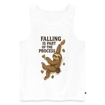 Bouldering Sloth – Falling is part of the Process - Men's Premium Organic Tank Top - white - Front - AI Model Male 178 light (178cm)