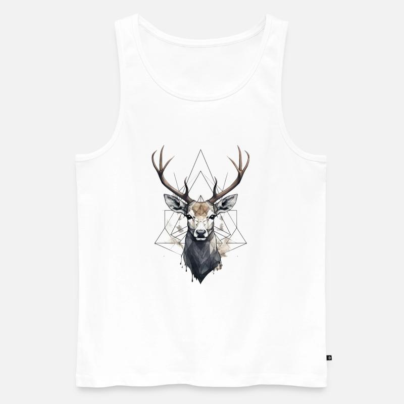 Hirsch Geometrisch - Männer Premium Bio Tank Top - Weiß
