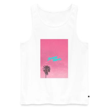 Sunset Riders 'Palm Tree' Design - Männer Premium Bio Tank Top - Weiß - Vorne - AI Model Male 178 light (178cm)