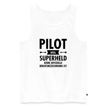 Pilot - Superheld - Männer Premium Bio Tank Top - Weiß - Vorne - Michal (187cm)