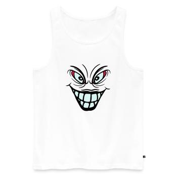 psychopath crazy clown joker grin mouth fres - Men's Premium Organic Tank Top - white - Front - AI Model Male 178 light (178cm)