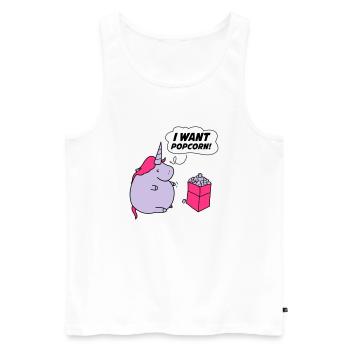 unicorn_want_popcorn_002 - Débardeur bio Premium Homme - blanc - Devant - AI Model Male 178 light (178cm)