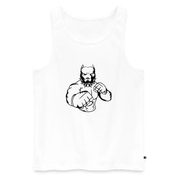 dog_fighter_001 - Männer Premium Bio Tank Top - Weiß - Vorne - Michal (187cm)