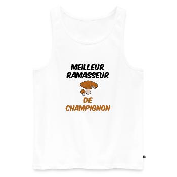 sweat champignon, automne, ramasseur, chasseur - Débardeur bio Premium Homme - blanc - Devant - AI Model Male 178 light (178cm)
