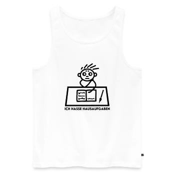Schulkind - Ich hasse Hausaufgaben - Junge - Männer Premium Bio Tank Top - Weiß - Vorne - AI Model Male 178 light (178cm)