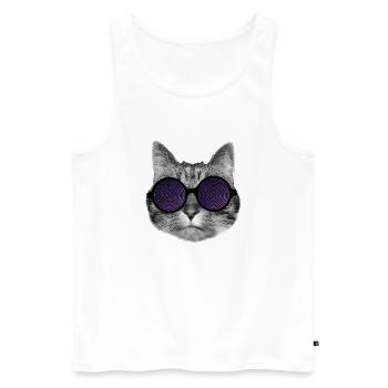 Katze und hypnotische Brille - Männer Premium Bio Tank Top - Weiß - Vorne - AI Model Male 178 light (178cm)