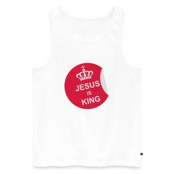 jesus is king Zitat - Männer Premium Bio Tank Top - Weiß - Vorne - Michal (187cm)