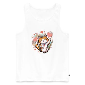 Funny cat love - Débardeur bio Premium Homme - blanc - Devant - Michal (187cm)