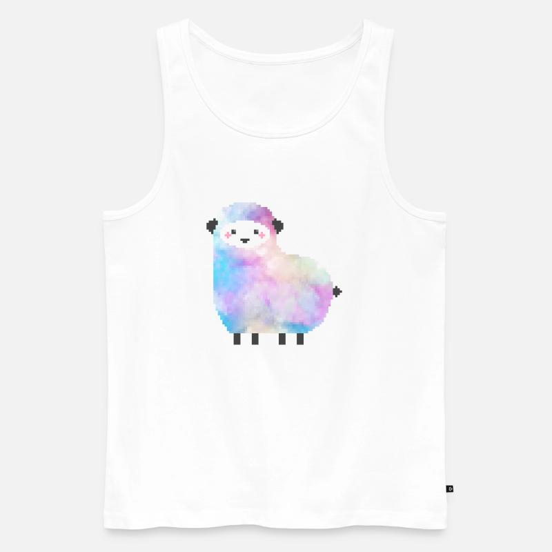 Süßes Schaf Pixelart - Männer Premium Bio Tank Top - Weiß