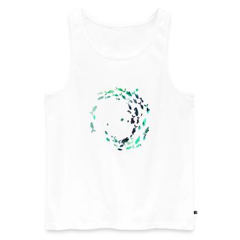 School of Fish,Fish,Painting,Graffiti,Blue - Men's Premium Organic Tank Top - white - Front - AI Model Male 178 light (178cm)