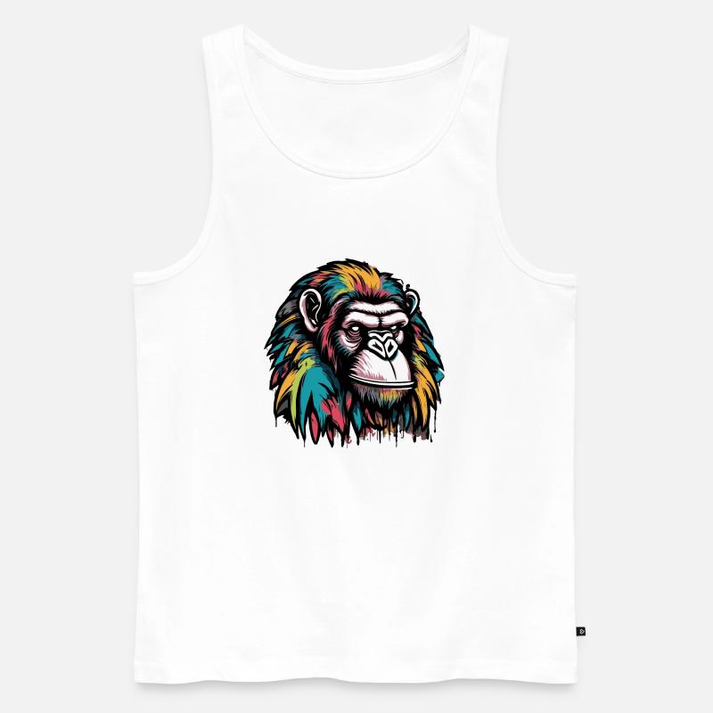 Affen Kopf Graffiti - Männer Premium Bio Tank Top - Weiß
