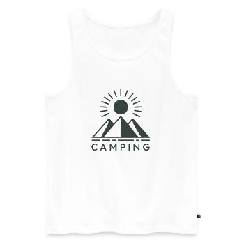 Camping Icon - Mountains & Sun - Men's Premium Organic Tank Top - white - Front - Michal (187cm)