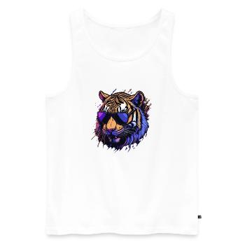 Cooler Retro-Tigerkopf - Männer Premium Bio Tank Top - Weiß - Vorne - Michal (187cm)