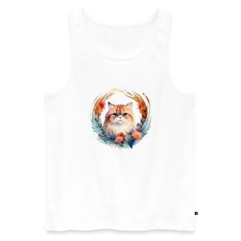 Exotic Shorthair Cat Boho Style, Love Cats - Men's Premium Organic Tank Top - white - Front - AI Model Male 178 light (178cm)