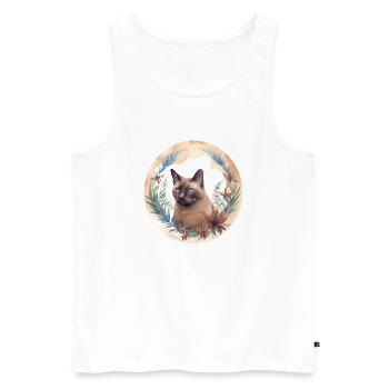 Burmesische Katze Boho Elemente, Katzen - Männer Premium Bio Tank Top - Weiß - Vorne - Michal (187cm)