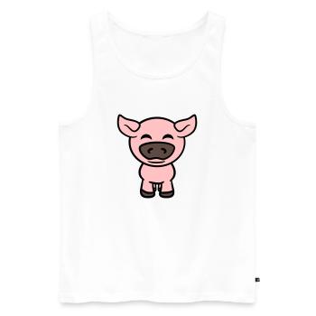 Petit Cochon Mignon Cochon Animal Amour - Débardeur bio Premium Homme - blanc - Devant - AI Model Male 178 light (178cm)
