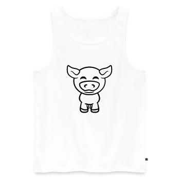 Petit Cochon Mignon Cochon Animal Amour - Débardeur bio Premium Homme - blanc - Devant - AI Model Male 178 light (178cm)