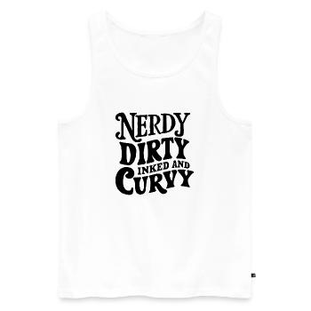 Nerdy Dirty Inked and Curvy - Männer Premium Bio Tank Top - Weiß - Vorne - Michal (187cm)