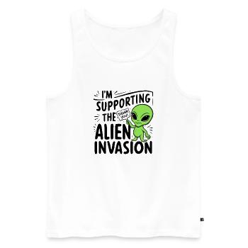 Alien Invasion - Humor - Männer Premium Bio Tank Top - Weiß - Vorne - AI Model Male 178 light (178cm)