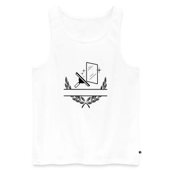 Fensterputzer-Logo im Lorbeerkranz - Männer Premium Bio Tank Top - Weiß - Vorne - AI Model Male 178 light (178cm)